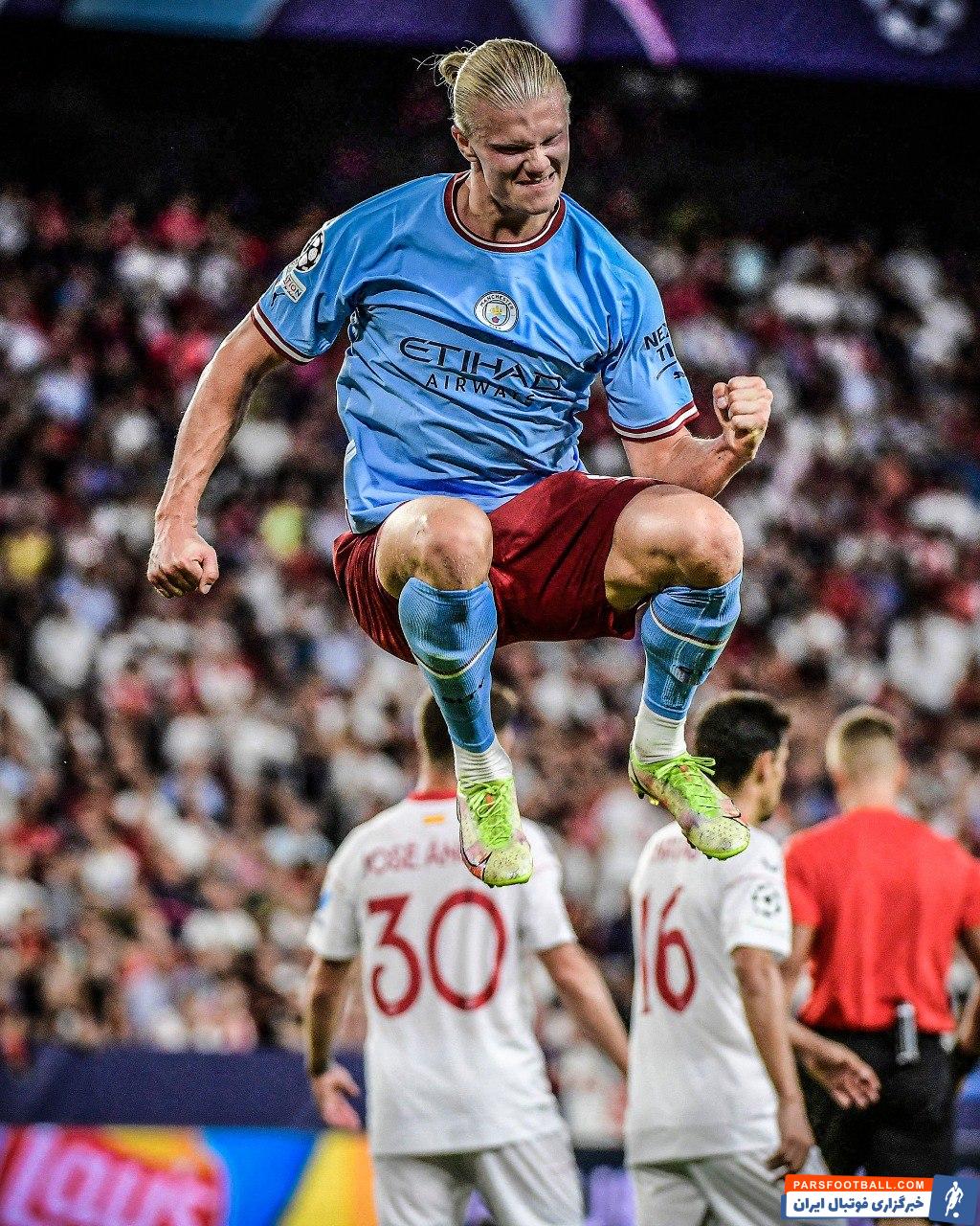 پیروزی درخشان منچسترسیتی در خانه سویا با دبل ارلینگ هالند