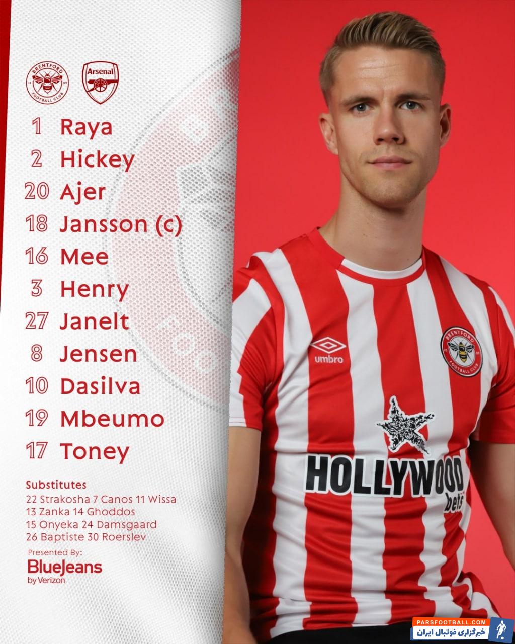 نیمکت نشینی سامان قدوس در دیدار برنتفورد و آرسنال