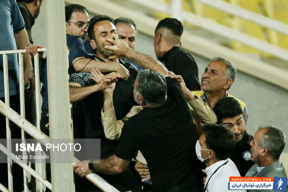 درگیری محمود فکری و سهراب بختیاری زاده دو پیشکسوت استقلال پس از بازی سایپا و استقلال خوزستان در اهواز