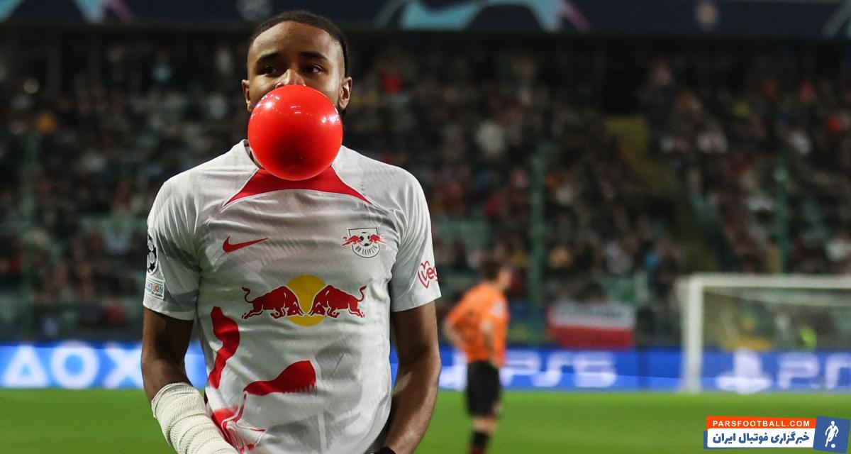 شادی پس از گل جالب کریستوفر انکونکو در دیدار لایپزیش و شاختار