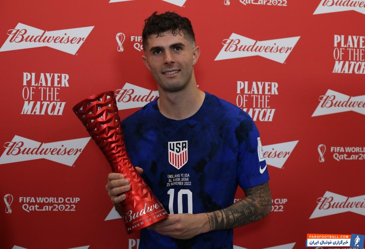 کریستین پولیشیچ بهترین بازیکن دیدار آمریکا و انگلیس