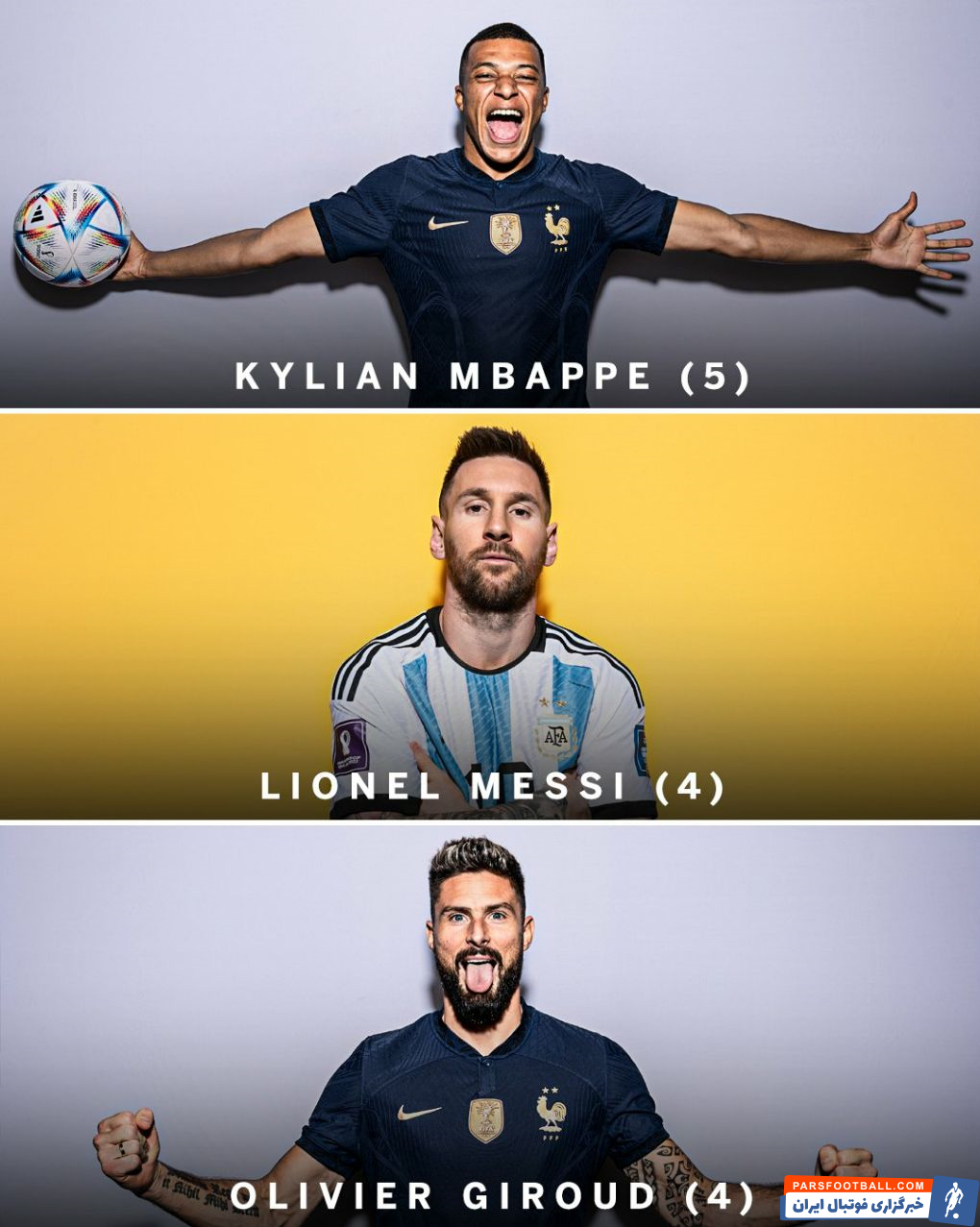 جام جهانی ؛ امباپه، ژیرو و مسی در رقابت برای کسب آقای گلی 