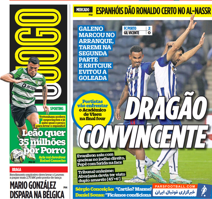 پورتو ؛ تمجید نشریه اوجوگو از مهدی طارمی 