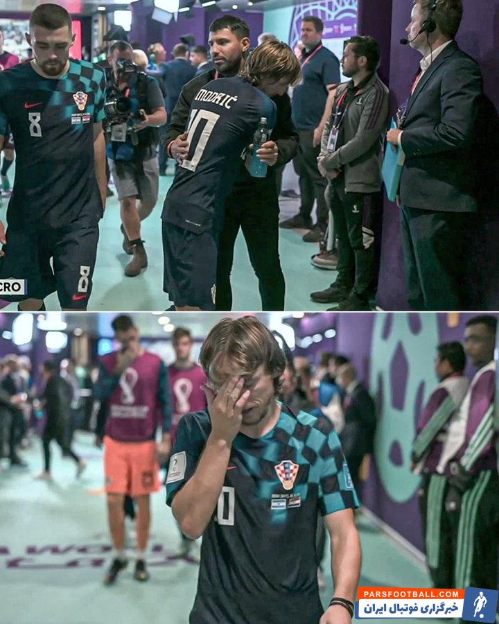 دلداری سرخیو آگوئرو به لوکا مودریچ در پایان دیدار آرژانتین و کرواسی