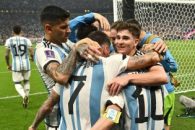 جشن و شادی بازیکنان تیم ملی آرژانتین پس از صعود به فینال جام جهانی