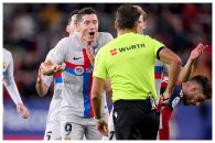 محرومیت 3 جلسه ای روبرت لواندوفسکی از همراهی بارسلونا به دلیل توهین به داور