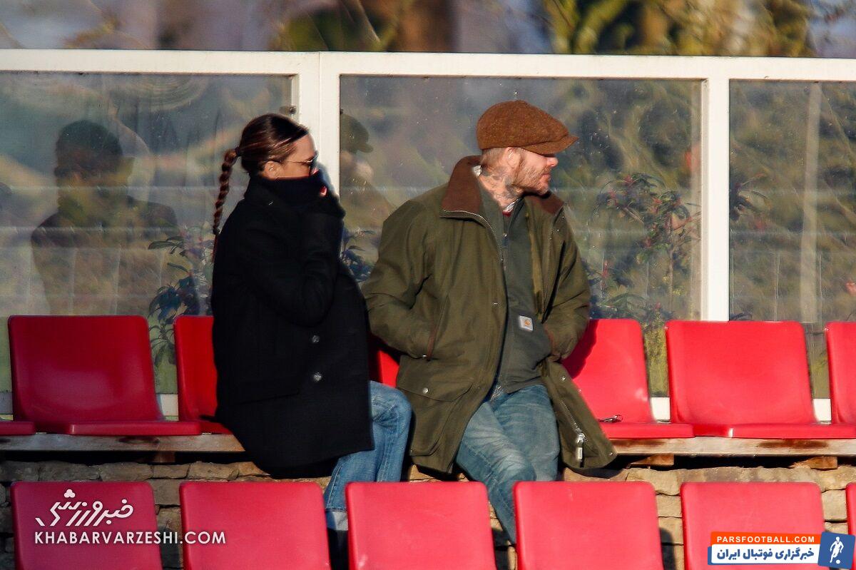 تصاویری جالب از دیوید بکام و همسرش ویکتوریا در استادیوم و حمام آبیخ