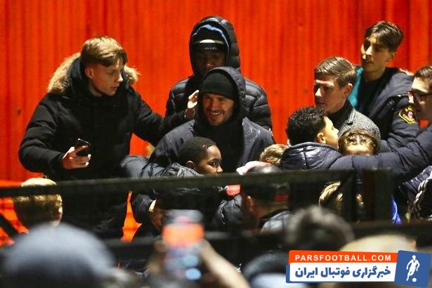 شناسایی چهره مخفی دیوید بکهام در لندن برای دیدن بازی فرزندش