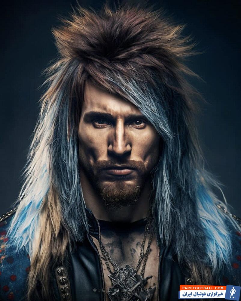 رونالدو ؛ طرحی از رونالدو و مسی با تیپ خواننده های موسیقی راک