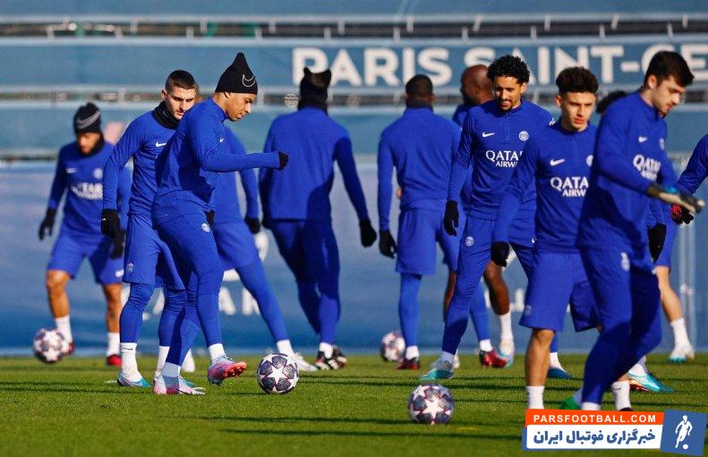 تمرین پاری سن ژرمن برای دیدار با بایرن مونیخ با حضور لیونل مسی و کیلیان امباپه