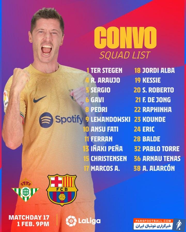 بازگشت روبرت لواندوفسکی به لیست بارسلونا پس از گذراندن 3 جلسه محرومیت 