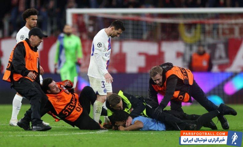 دستگیری تماشاگر طرفدار لیونل مسی توسط ماموران امنیتی در ورزشگاه آلیانز آرنا