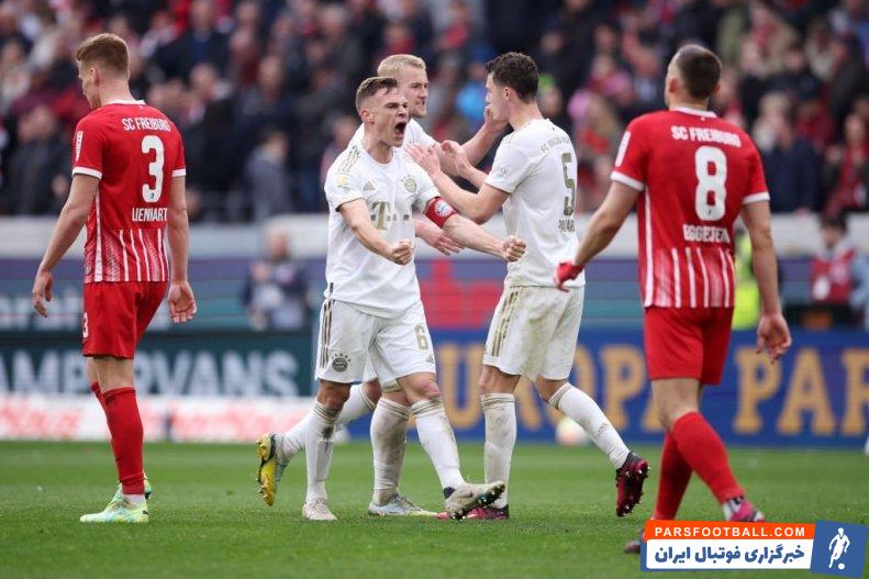 بایرن مونیخ ؛ خوشحالی جنجالی کیمش مقابل بازیکنان فرایبورگ 