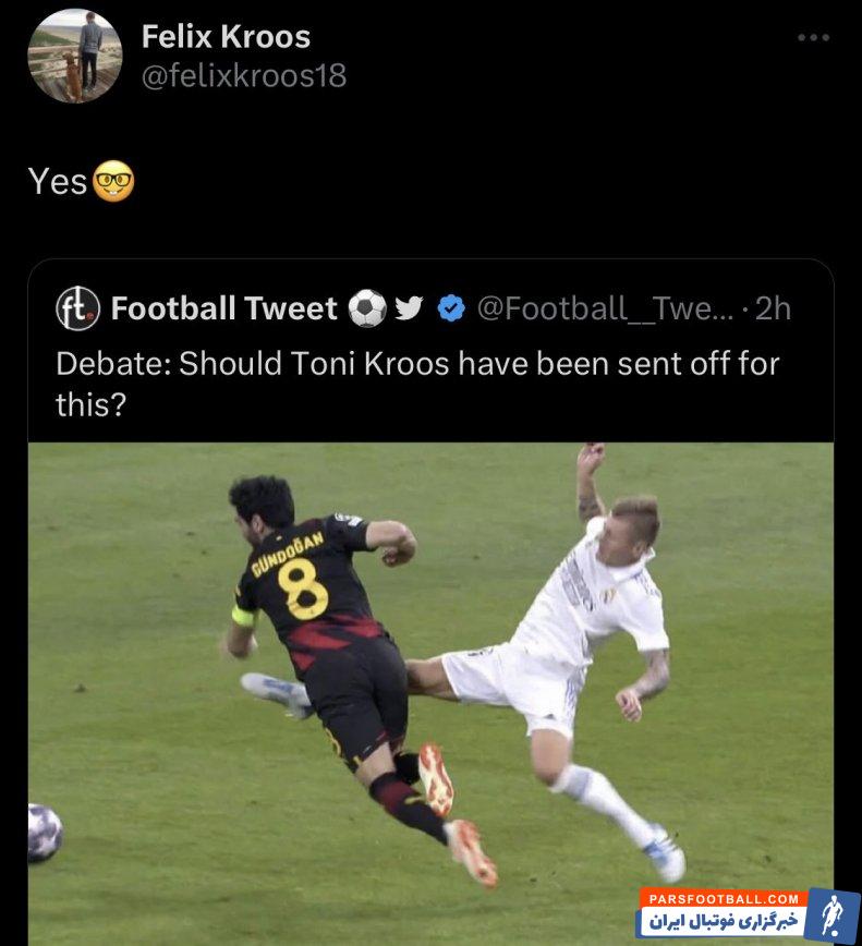 رئال مادرید ؛ شوخی فلیکس کروس با صحنه خطای تونی کروس بر روی گوندوگان