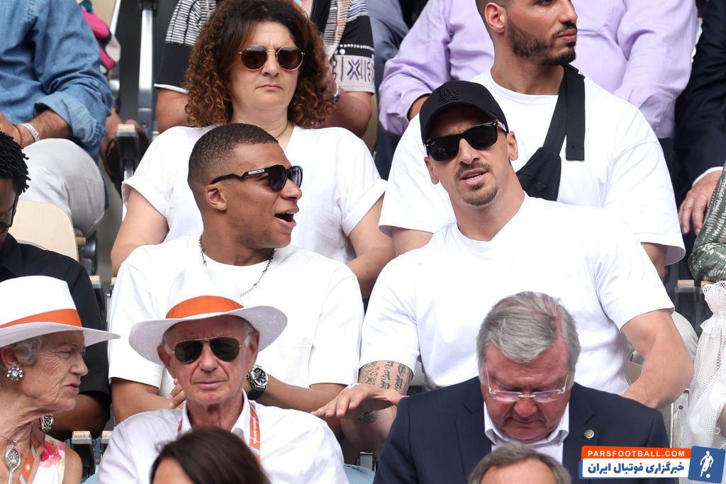 زلاتان و امباپه در حال تماشای فینال تنیس رولان گاروس در پاریس