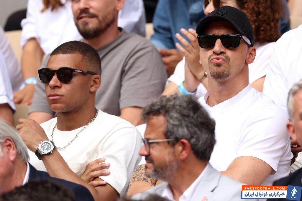 زلاتان و امباپه در حال تماشای فینال تنیس رولان گاروس در پاریس