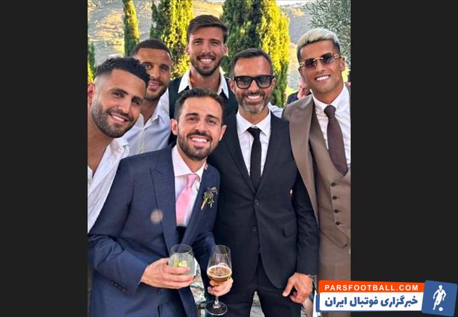سیلوا ؛ کایل واکر، روبن دیاز، ریاض محرز و کانسلو در جشن ازدواج برناردو