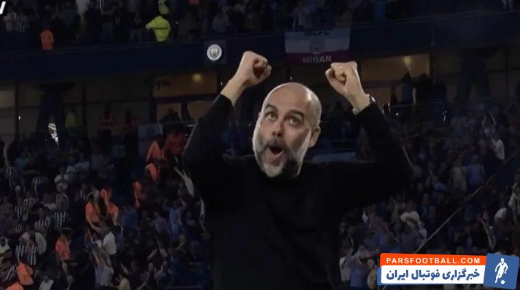 گواردیولا ؛ شادی گل جالب گواردیولا پس از گلزنی آلوارز برابر نیوکسل