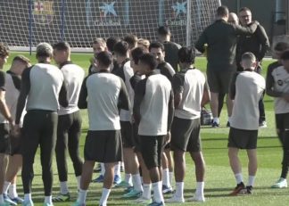 بارسلونا ؛ لواندوفسکی، پدری، ژول کنده و فرانکی دی یونگ در تمرینات گروهی بارسلونا