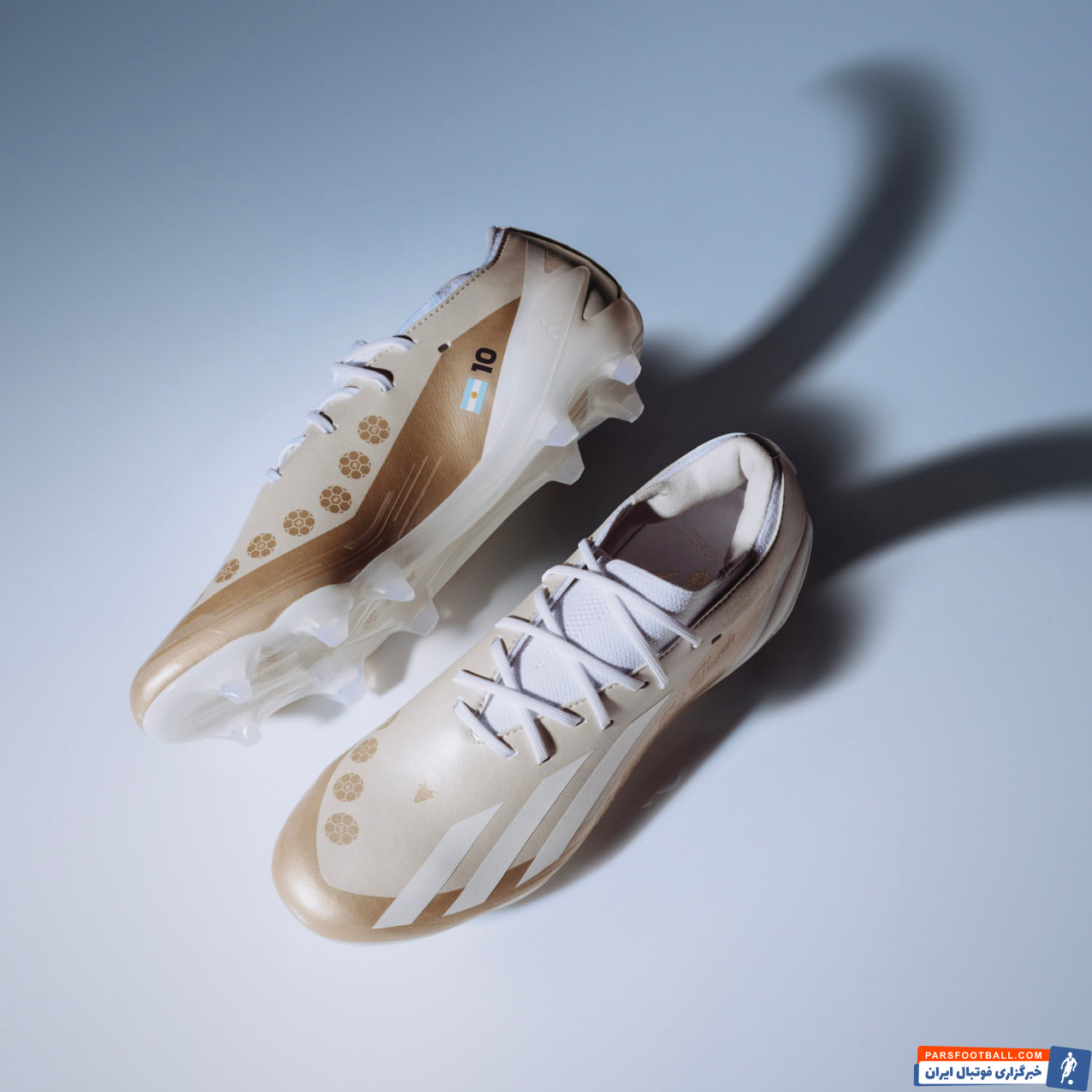 مسی ؛ رونمایی آدیداس از کفش جدید مسی با طرح زیبای 8 توپ طلا