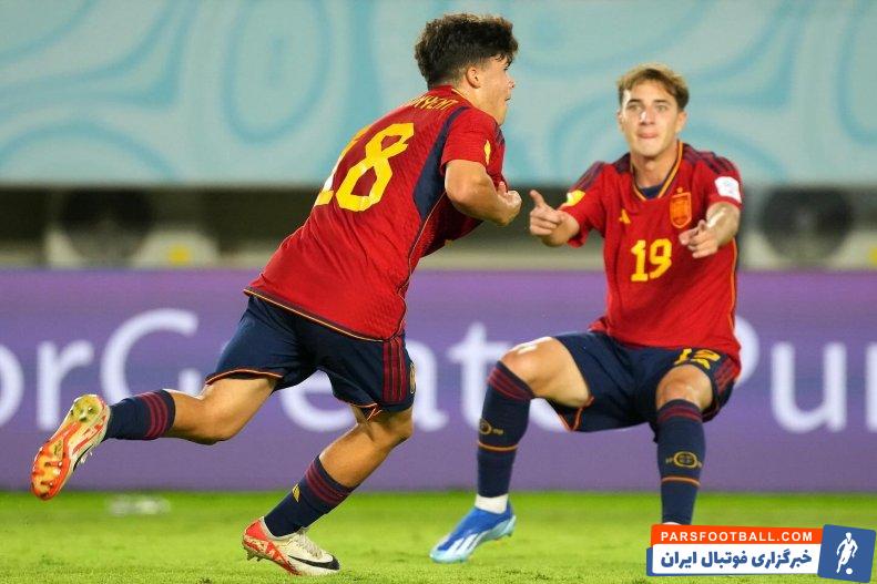 اسپانیا ؛ درخشش جونینت هافبک 16 ساله بارسلونا در ترکیب زیر 17 ساله های اسپانیا