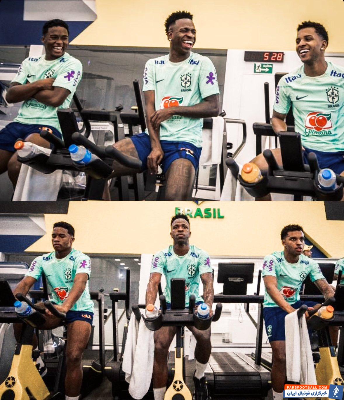 برزیل ؛ اندریک، وینیسیو و رودریگو ستاره های رئال مادرید در تمرین برزیل 