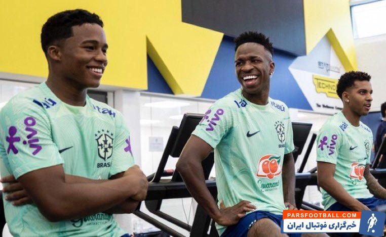 برزیل ؛ اندریک، وینیسیو و رودریگو ستاره های رئال مادرید در تمرین برزیل 