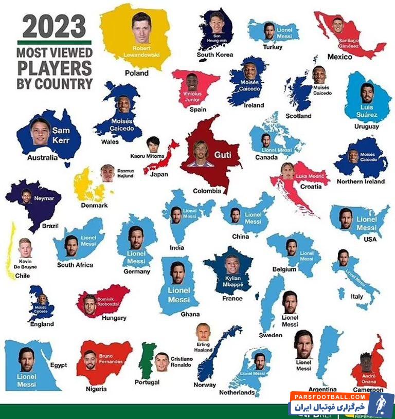 مسی ؛ لیونل مسی پر جستجوترین فوتبالیست در سال 2023 در اینترنت