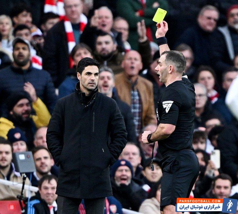 آرسنال ؛ چهارمین کارت زرد میکل آرتتا سرمربی آرسنال 