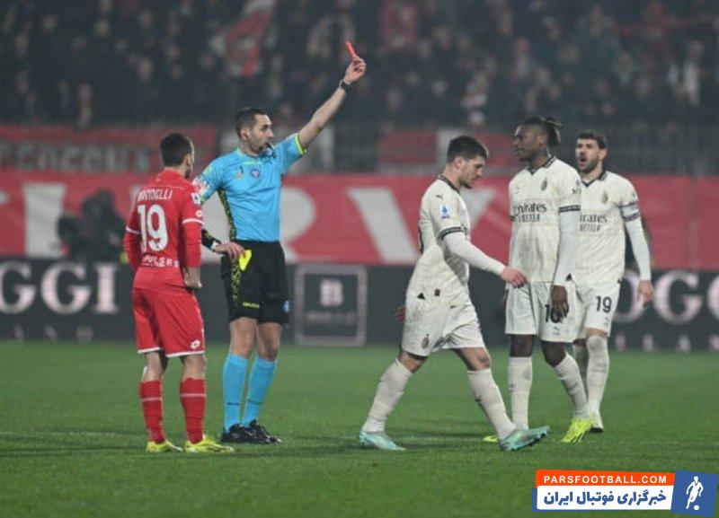 میلان ؛ اخراج یوویچ بازیکن میلان پس از سیلی زدن به بازیکن مونزا