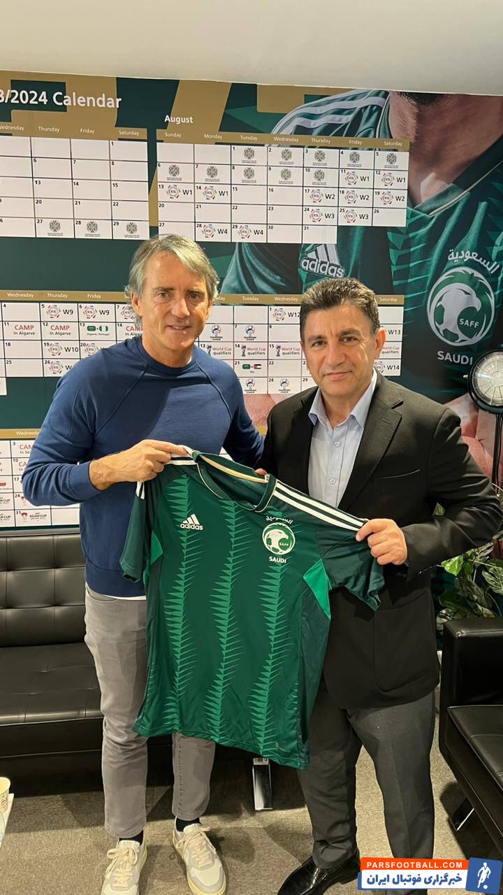 امیر قلعه‌نویی سرمربی تیم ملی با روبرتو مانچینی دیدار کرد