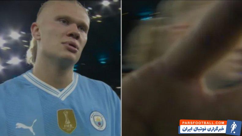 منچسترسیتی ؛ ضربه زدن هالند با دست به دوربین فیلمبردار پس از پایان بازی با چلسی