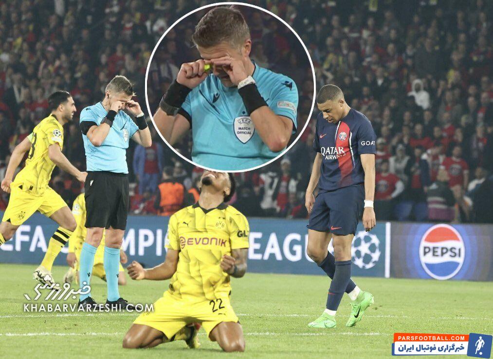 عکس| گریه و اشک‌های داور پاری‌سن‌ژرمن - دورتموند در شب دراماتیک پاریس
