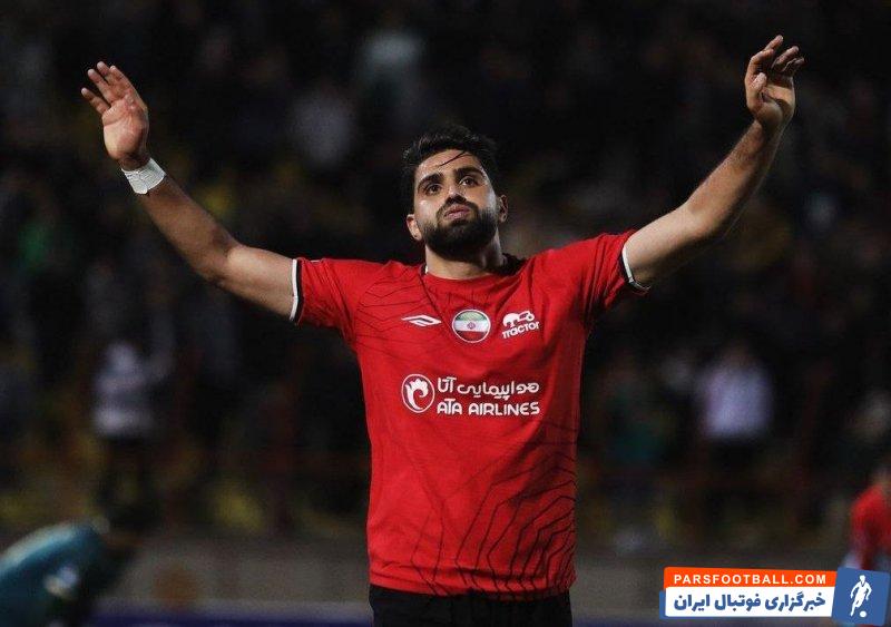 جعفری ؛ ثبت دهمین گل رحمان جعفری مهاجم تراکتور در لیگ برتر هفته 27