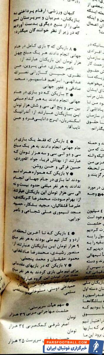 پاداش ۴۰ هزار تومانی به بازیکنان تیم ملی +عکس