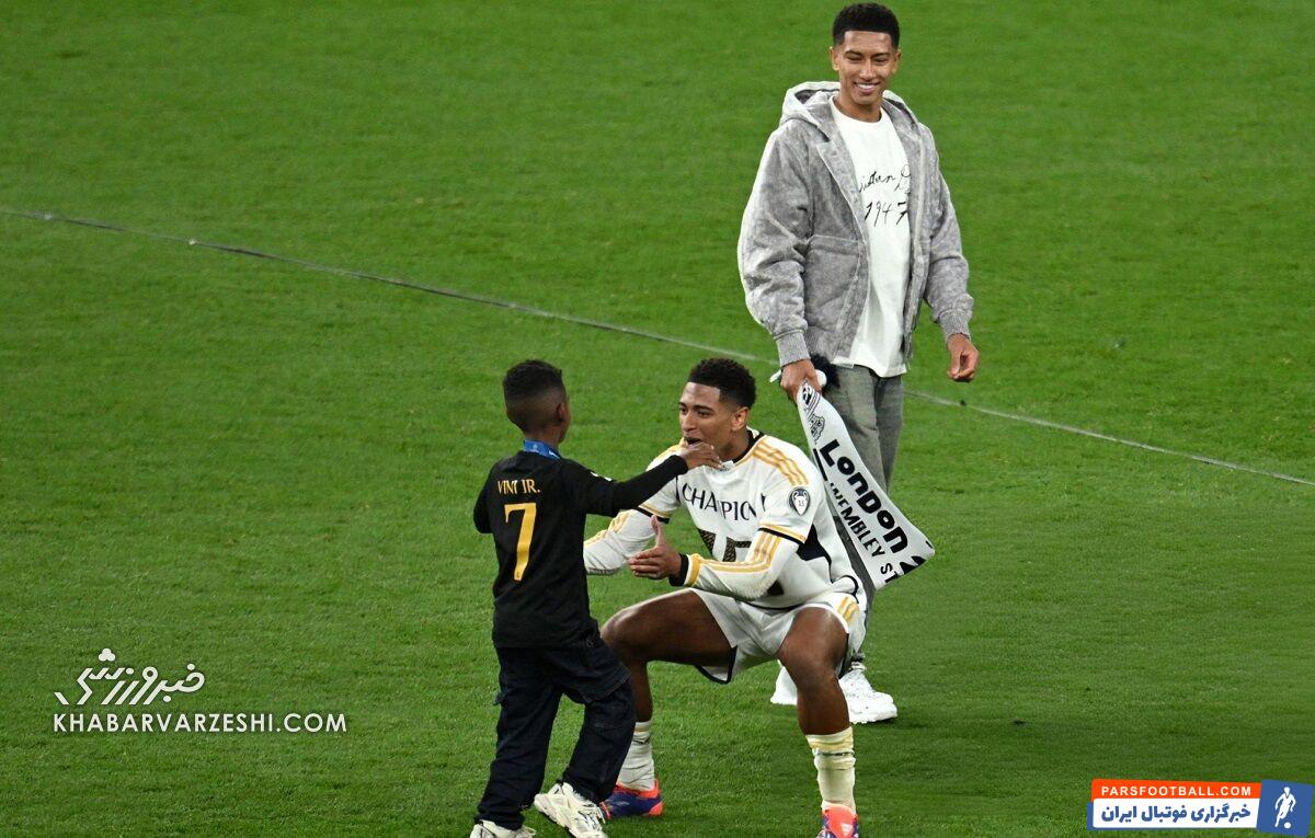 عکس| تصویر خاص در حاشیه فینال لیگ قهرمانان؛ برادر وینیسیوس در آغوش بلینگام