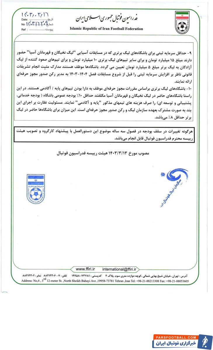 سقف بودجه تیم‌های لیگ برتری رسماً مشخص شد/ استقلال و پرسپولیس ضرر کردند؟ +سند