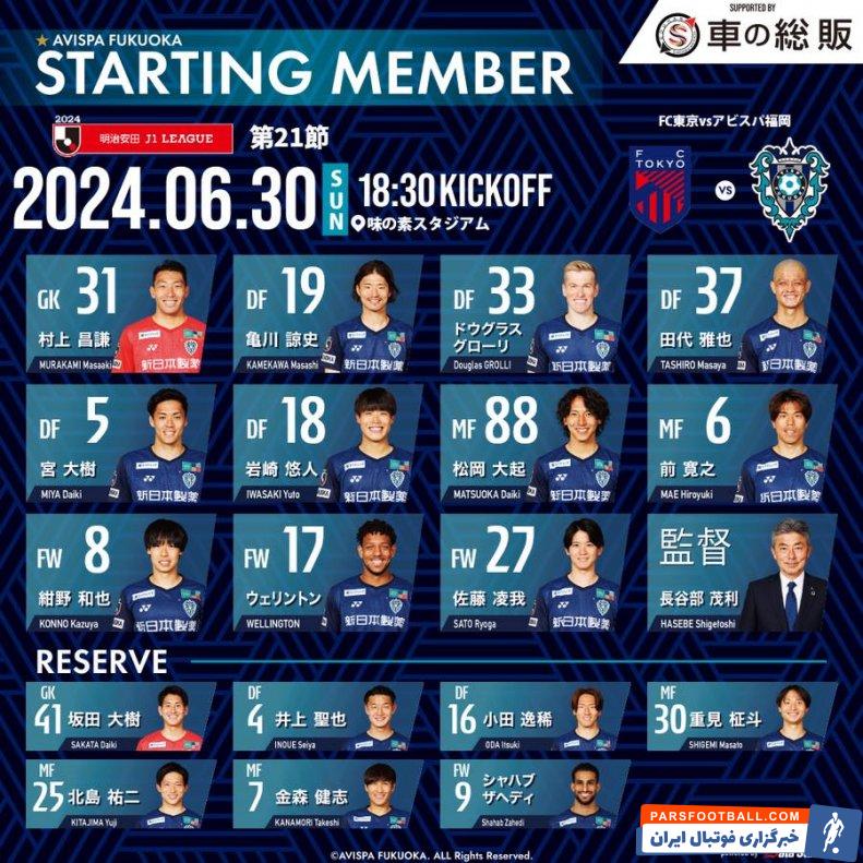 زاهدی ؛ حضور شهاب زاهدی روی نیمکت آویسپا فوکوکا برابر تیم توکیو