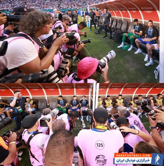 مسی ؛ تمرکز عکاسان به لیونل مسی بر روی نیمکت آرژانتین