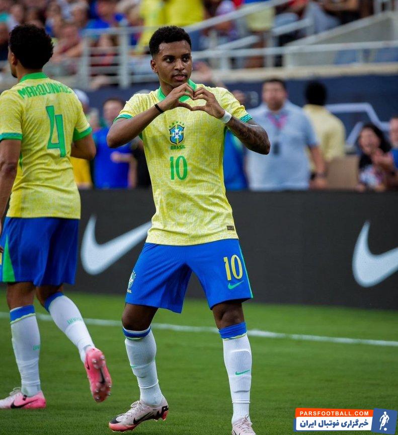 برزیل ؛ رودریگو با شماره 10 برزیل در دیدار دوستانه برابر آمریکا