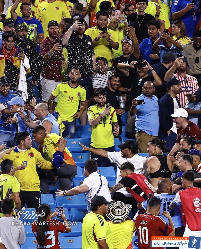 درگیری ستاره‌های اروگوئه با هواداران روی سکوها/ علت این اتفاق چه بود؟ +تصاویر