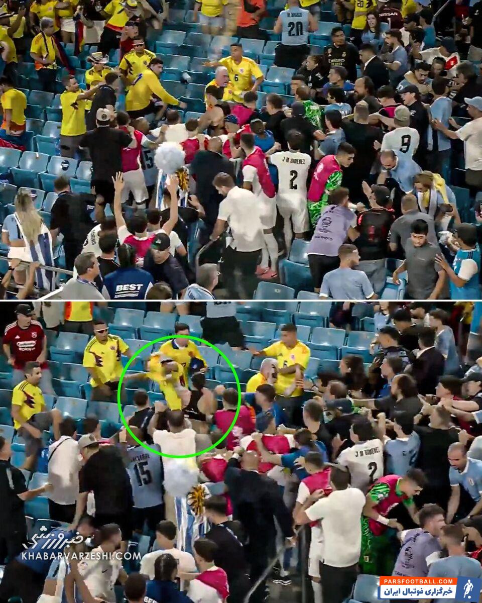 درگیری ستاره‌های اروگوئه با هواداران روی سکوها/ علت این اتفاق چه بود؟ +تصاویر