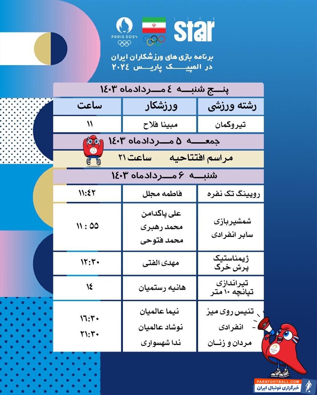 برنامه رقابت ورزشکاران ایران در المپیک/ آغاز کار با دختر کماندار