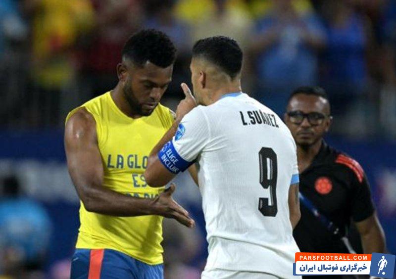 کلمبیا ؛ درگیری سوارز با میگل بورخا در پایان دیدار اروگوئه برابر کلمبیا