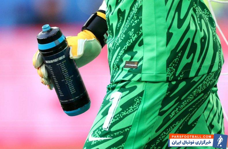 انگلیس ؛ جهت پنالتی جردن پیکفورد روی بطری جردن پیکفورد