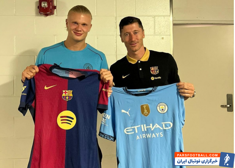 منچسترسیتی ؛ تعویض پیراهن ارلینگ هالند و روبرت لواندوفسکی