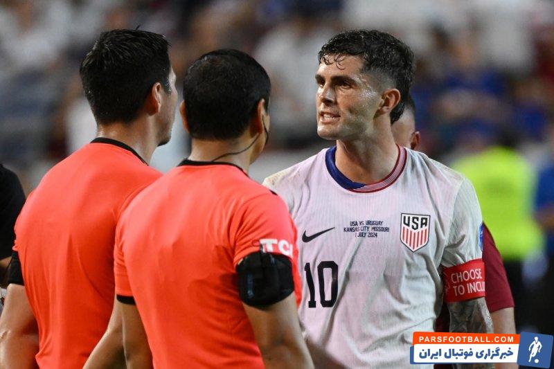 آمریکا ؛ دست ندادن کوین اورتگا داور پرویی بازی اروگوئه-آمریکا با کریستین پولیشیچ
