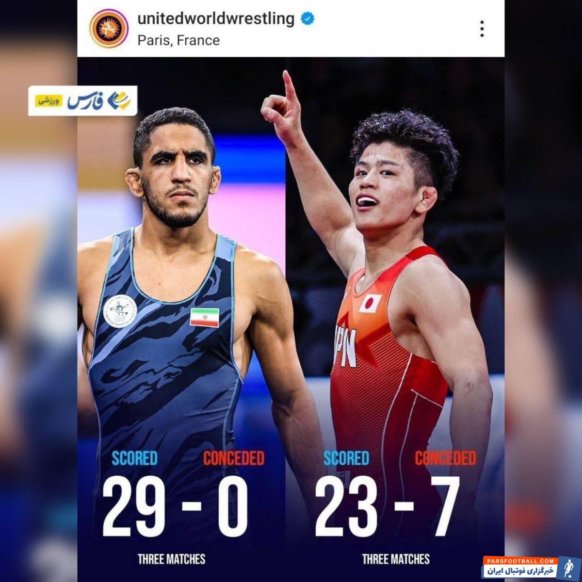 پوستر اتحادیه کشتی برای فینال رحمان عموزاد و حریف ژاپنی