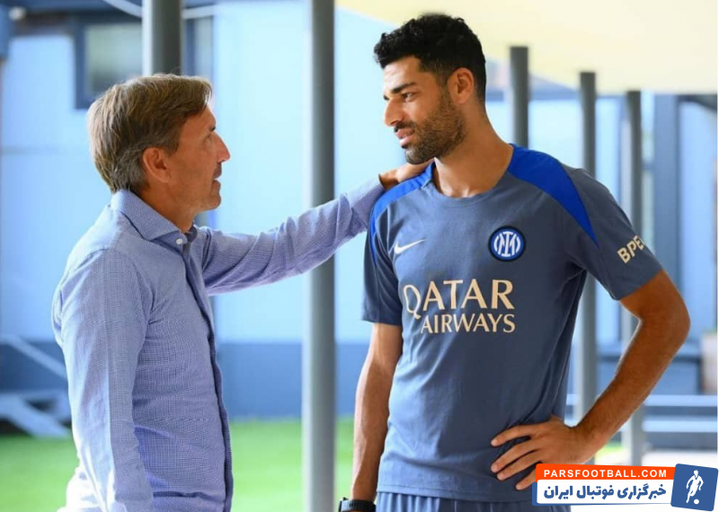 طارمی ؛  آنتونیو مانیکونه، مربی تیم ملی فوتبال ایران در تمرین اینتر