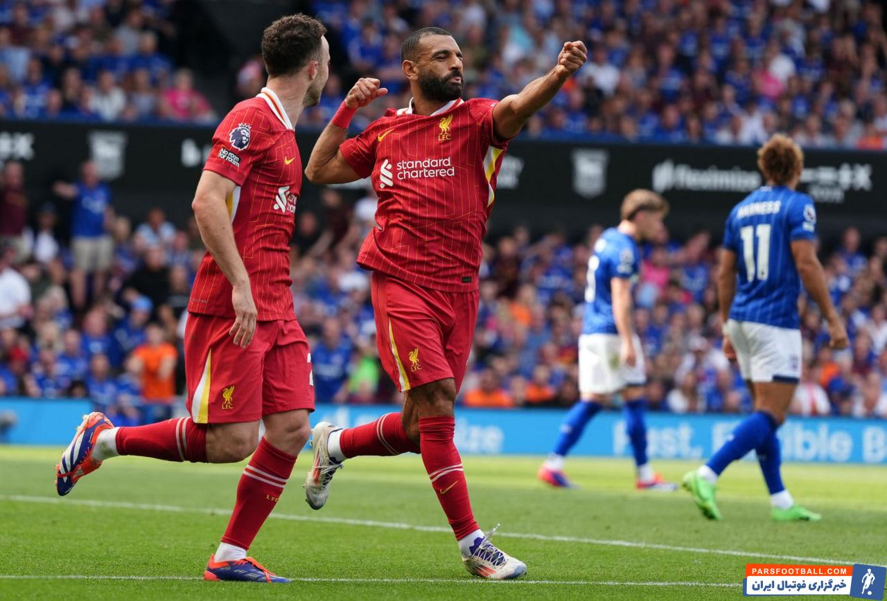 صلاح ؛ خوشحالی گل محمد صلاح ستاره لیورپول با ژست تیراندازی با کمان